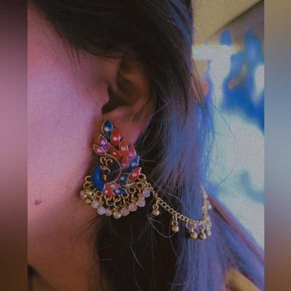 Peacock shaped ethnic style ear pieces - Picture 1 of 4